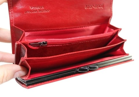 Portfel Damski Skórzany VERMARI Klasyczny Na Klamrę Skóra Naturalna 60001 19 x 9,5 x 3 [cm]