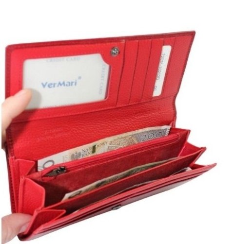Portfel Damski Skórzany VERMARI Skóra Naturalna Licowa Duży Klamra Na Zewnątrz 72031 19 x 9 x 3,5 [cm]