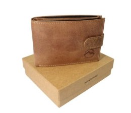 Portfel Męski Skórzany EL FORREST Mały Skóra Bydlęca Poziomy Z Zapinką Jedno Skrzydełko 851 08 RFID BRĄZOWY 11 x 8 x 2 [cm]