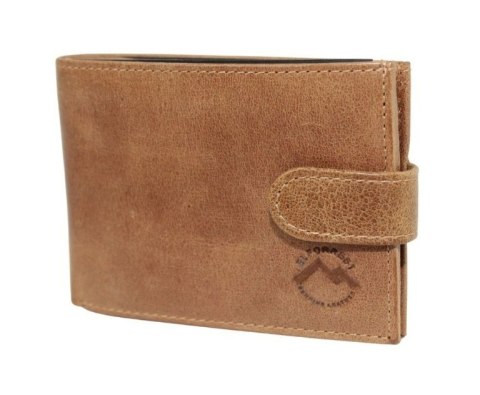 Portfel Męski Skórzany EL FORREST Mały Skóra Bydlęca Poziomy Z Zapinką Jedno Skrzydełko 851 08 RFID BRĄZOWY 11 x 8 x 2 [cm]