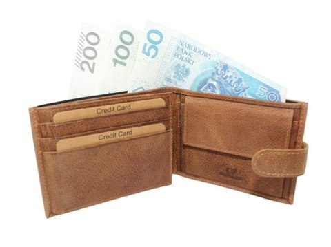 Portfel Męski Skórzany EL FORREST Mały Skóra Bydlęca Poziomy Z Zapinką Jedno Skrzydełko 851 08 RFID BRĄZOWY 11 x 8 x 2 [cm]
