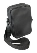Skórzana Torba Na Ramię Pionowa GRETOS (PL) CZARNA Listonoszka Z Klapką Na Rzep 20 x 13 x 6 [cm]