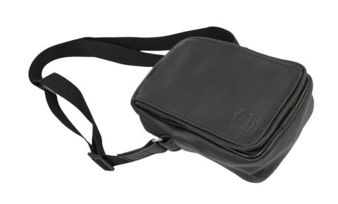 Skórzana Torba Na Ramię Pionowa GRETOS (PL) CZARNA Listonoszka Z Klapką Na Rzep 20 x 13 x 6 [cm]