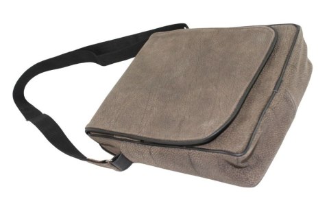Skórzana Torba Na Ramię Pionowa GRETOS (PL) Listonoszka Z Klapką CZEKOLADOWA ZAMSZOWA 37 x 30 x 7 [cm]