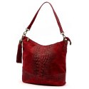 Torebka Skórzana LUKA CROCO MOKKA 26-027 Skóra Naturalna BORDOWA Mozajka 27 x 24 x 16 [cm]