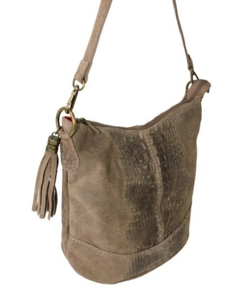 Torebka Skórzana LUKA CROCO MOKKA 26-027 Skóra Naturalna BRĄZOWA Mozajka 27 x 24 x 16 [cm]