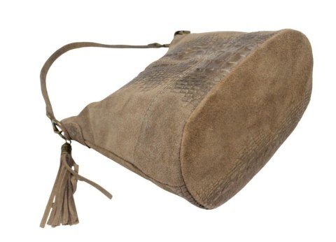 Torebka Skórzana LUKA CROCO MOKKA 26-027 Skóra Naturalna BRĄZOWA Mozajka 27 x 24 x 16 [cm]